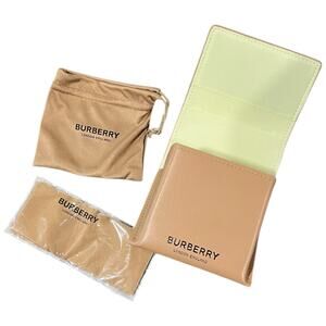 Burberry Tan Leather Foldable Eyeglasses Case Authentic